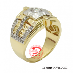 Nhẫn vàng phái mạnh phong độ với thiết kế mạnh mẽ, nam tính mang lại sự nổi bật và thu hút cho người sử dụng.