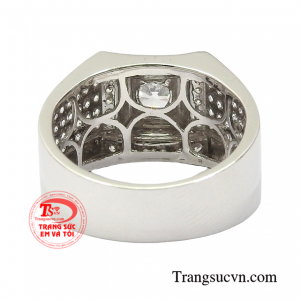 Nhẫn vàng trắng nam phong độ mạnh mẽ.