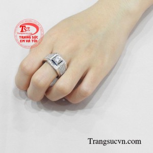Nhẫn vàng trắng nam phong độ