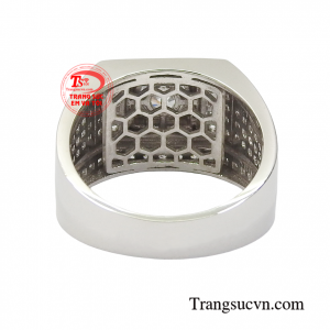 Nhẫn vàng trắng phong độ phái mạnh cao cấp thời trang