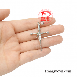 Thánh giá vàng trắng thời trang 10k bền đẹp.