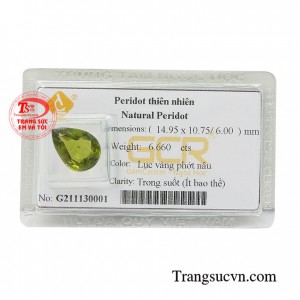 Viên peridot ép vỉ sung túc phù hợp làm mặt dây chuyền hoặc mặt nhẫn đeo hợp thời trang và phong thủy