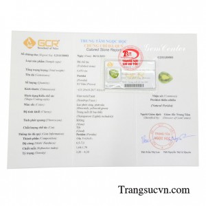 Đá peridot thiên nhiên có giấy kiểm định đảm bảo, chế tác theo yêu cầu khách hàng.