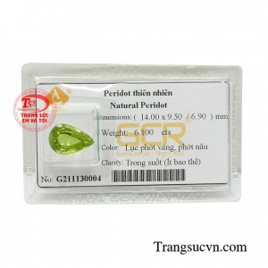 Viên peridot thiên nhiên cát khí ép vỉ phù hợp làm mặt dây chuyền hoặc mặt nhẫn đeo hợp thời trang và phong thủy