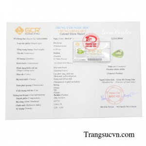 Đá peridot thiên nhiên chất lượng, có giấy kiểm định đảm bảo.