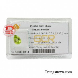 Viên peridot thiên nhiên may mắn màu sắc đẹp, chất lượng cao, có giấy kiểm định đảm bảo