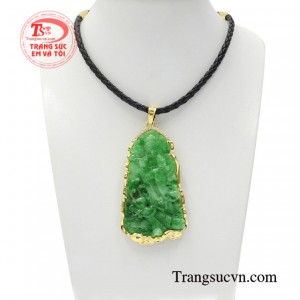 Bộ mặt phật cẩm thạch bọc vàng kết hợp dây cao su bọc vàng cùng mặt phật đá quý bọc vàng.