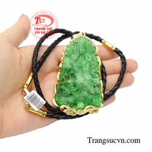 Bộ mặt phật cẩm thạch bọc vàng 14k bền đẹp.