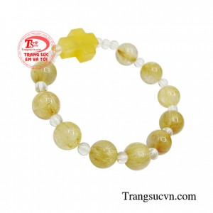 Chuỗi mân côi thạch anh tóc bình an bền đẹp, chất lượng, chế tác theo yêu cầu.