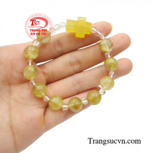 Chuỗi mân côi thạch anh tóc bình an chất lượng cao, chế tác độc đáo