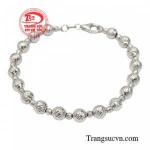 Lắc bi vàng trắng thời thượng hàng nhập khẩu Italy. 