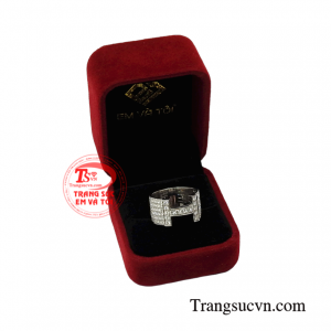 Nhẫn nam kim cương chữ H cao cấp.