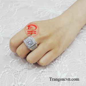 Nhẫn nam vàng trắng hưng thịnh cao cấp cho phái mạnh