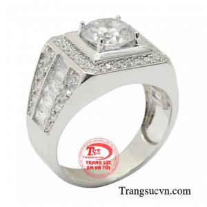 Nhẫn nam vàng trắng uy quyền được chế tác từ vàng 10k nhập khẩu korea. 