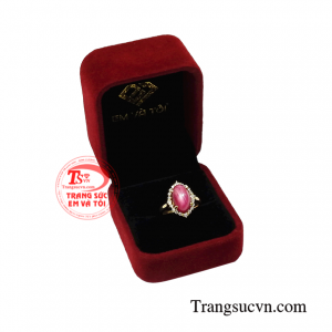 Nhẫn nữ ruby sao trang nhã chất lượng.