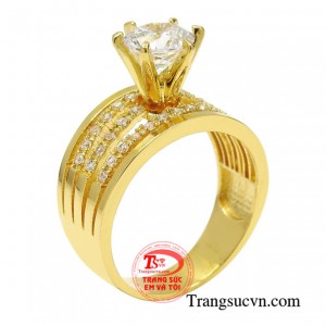 Nhẫn nữ vàng quyền quý được chế tác từ vàng 10k bền đẹp. 