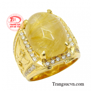 Nhẫn vàng thạch anh tóc nam tính đảm bảo chất lượng.