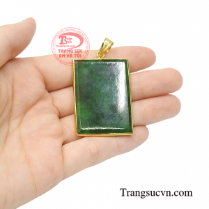 Mặt dây cẩm thạch chữ nhật tài lộc.