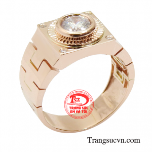 Nhẫn nam vàng hồng đẳng cấp được chế tác từ vàng hồng 18k, thiết kế lịch lãm chuẩn gu đàn ông khí chất. 