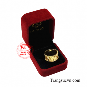 Nhẫn nam vàng tây kim tiền tài lộc.