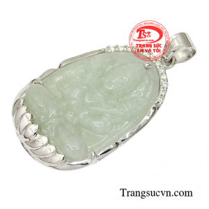 Mặt dây được khắc phật Hư Không Bồ Tát trên nền ngọc cẩm thạch cao cấp.