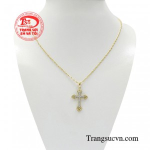 Bộ dây thánh giá vàng kiểu cách mang thiết kế trẻ trung, năng động.