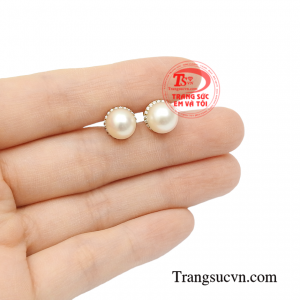 Hoa tai ngọc trai xinh xắn bảo hành chu đáo.