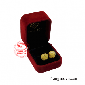 Hoa tai thạch anh tóc tài lộc 14k đảm bảo chất lượng.