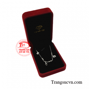 Lắc chân vàng trắng yêu kiều 18k bền đẹp.