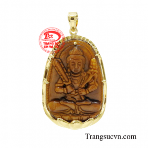 Mặt Phật Hư Không Tạng Bồ Tát được phác họa hình ảnh đầu đội mũ ngũ Phật. 