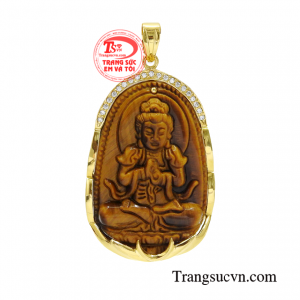 Mặt Phật Như Lai Đại Nhật được chế tác một cách tỉ mỉ từ đá mắt hổ chất lượng.