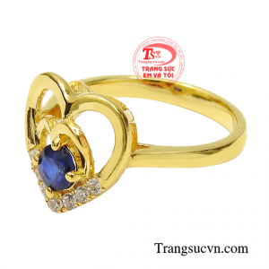 Nhẫn nữ vàng tây đá sapphire nhận đặt chế tác theo yêu cầu của khách hàng.