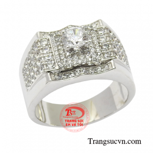 Nhẫn nam vàng trắng 18k cao cấp nhận đặt chế tác theo yêu cầu.