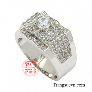 Nhẫn vàng trắng nam mạnh mẽ giao hàng tận nơi.