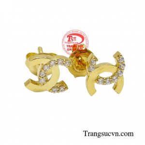 Hoa tai vàng tây dành cho nữ kiểu tinh tế, đeo hoa tai hợp thời trang
