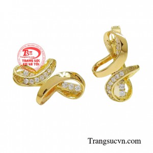 Hoa tai vàng tây dành cho nữ kiểu tinh tế, đeo hoa tai hợp thời trang