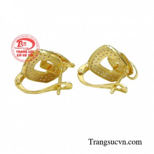 Hoa tai vàng tây dành cho nữ kiểu tinh tế, đeo hoa tai hợp thời trang