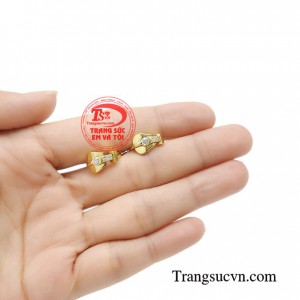 Hoa tai vàng tây dành cho nữ kiểu tinh tế, đeo hoa tai hợp thời trang