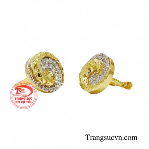 Hoa tai vàng tây dành cho nữ kiểu tinh tế, đeo hoa tai hợp thời trang