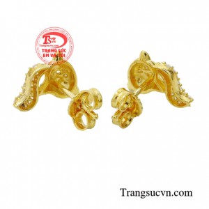 Hoa tai vàng tây dành cho nữ kiểu tinh tế, đeo hoa tai hợp thời trang