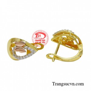 Hoa tai vàng tây dành cho nữ kiểu tinh tế, đeo hoa tai hợp thời trang