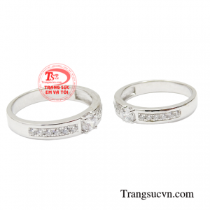 Nhẫn cưới vàng trắng đẹp, phù hợp với các cặp đôi