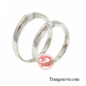 Nhẫn cưới vàng trắng đẹp, phù hợp với các cặp đôi