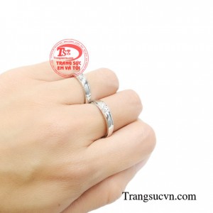 Nhẫn Cưới Vàng Trắng tinh tế, sang trọng