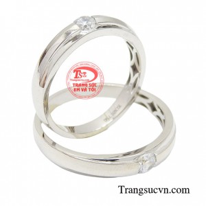 Nhẫn cưới vàng trắng thuần khiết