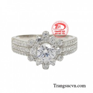 Nhẫn nữ vàng trắng Italy 18k cao cấp