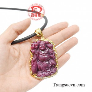Bộ dây phật bọc vàng hoan hỉ được chạm khắc từ đá ruby thiên nhiên