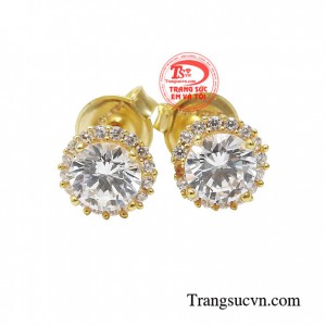 Hoa tai nữ đính đá vàng tây cho nữ