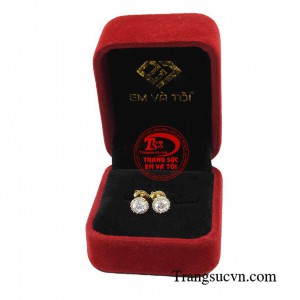 Hoa tai nữ đính đá vàng tây cho nữ tinh tế sang trọng