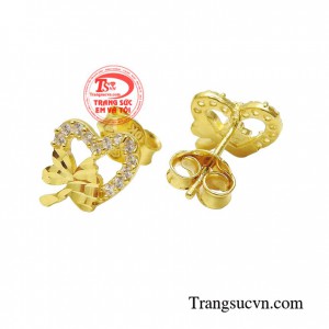 Hoa tai vàng tây dành cho nữ kiểu tinh tế, đeo hoa tai hợp thời trang